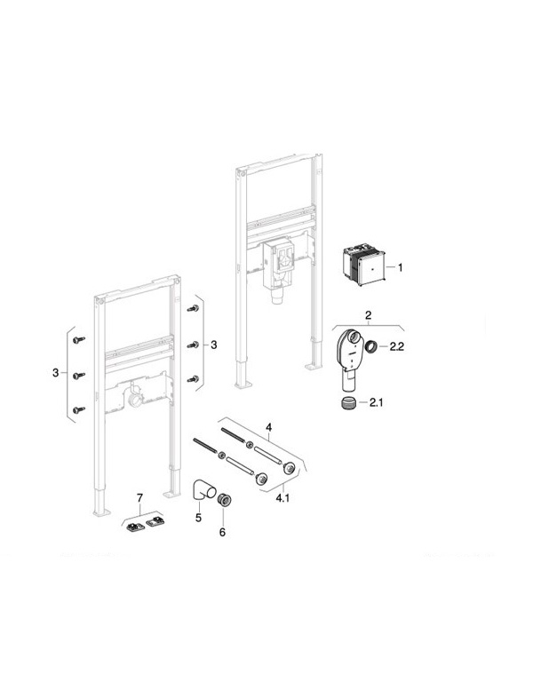 Moduli per lavabo Geberit Duofix, 112 cm, rubinetteria a pianale con scatola funzionale da incasso