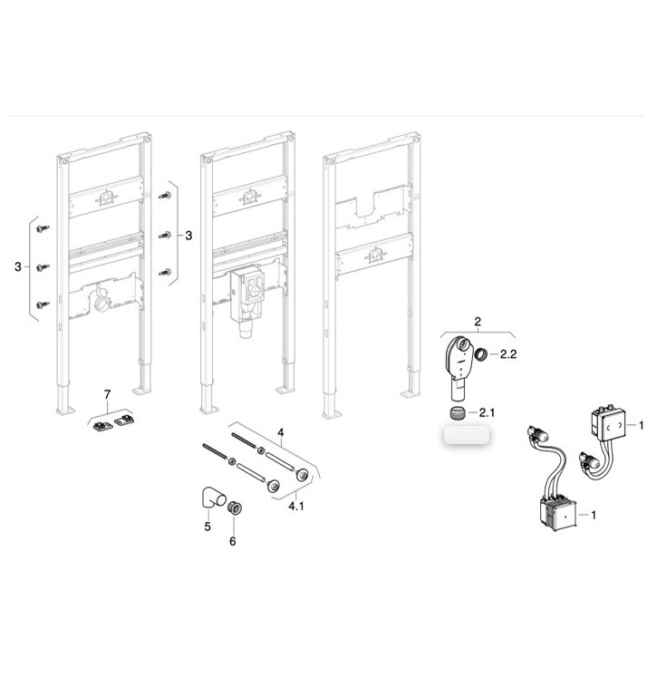 Moduli per lavabo Geberit Duofix, 130 cm, rubinetteria a parete con scatola funzionale da incasso