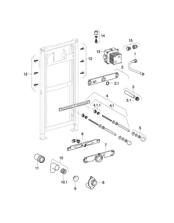 Moduli per orinatoio Geberit Duofix, 112-130 cm, universali