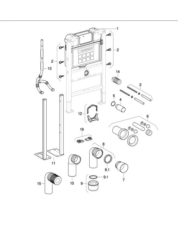 Moduli per WC sospeso Geberit Duofix, con cassette di risciacquo da incasso Kappa 15 cm ( UP 200 )