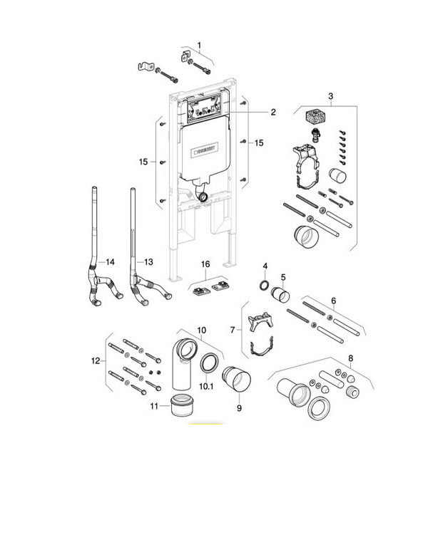 Moduli per WC sospeso Geberit Duofix, con cassette di risciacquo da incasso Sigma8