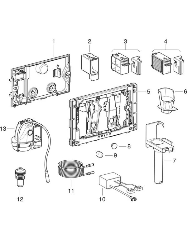 Moduli Geberit DuoFresh e bocchette d’inserimento per stick, per cassetta di risciacquo da incasso Sigma 12 cm