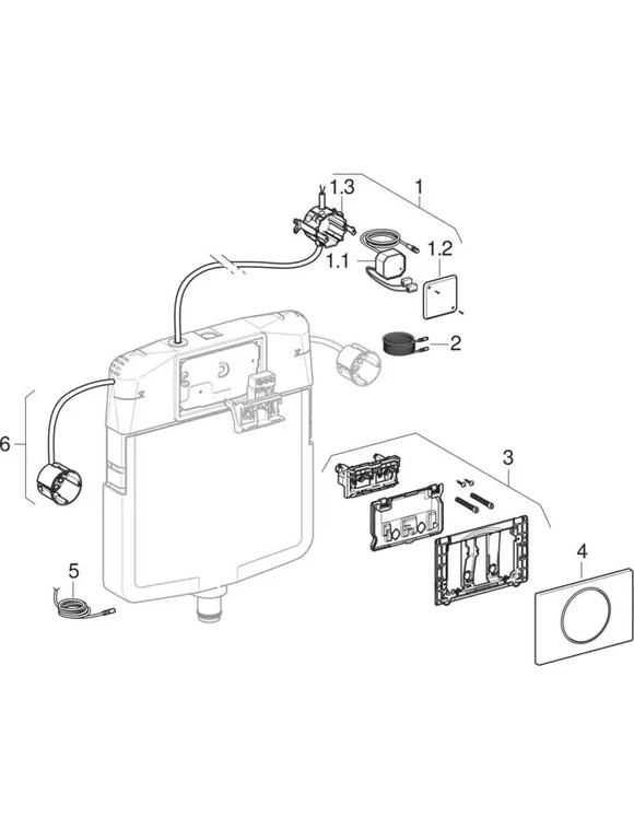 Impugnatura di sostegno ribaltabile comandi WC HyTronic manuali, funzionamento a rete, per cassette di risciacquo da incasso Unica 2004 – 2011