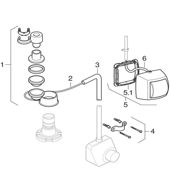 COMANDI WC HYTOUCH, ESTERNI, PULSANTE MANUALE, MANUALI / PNEUMATICI, RISCIACQUO AD UNA QUANTITÀ