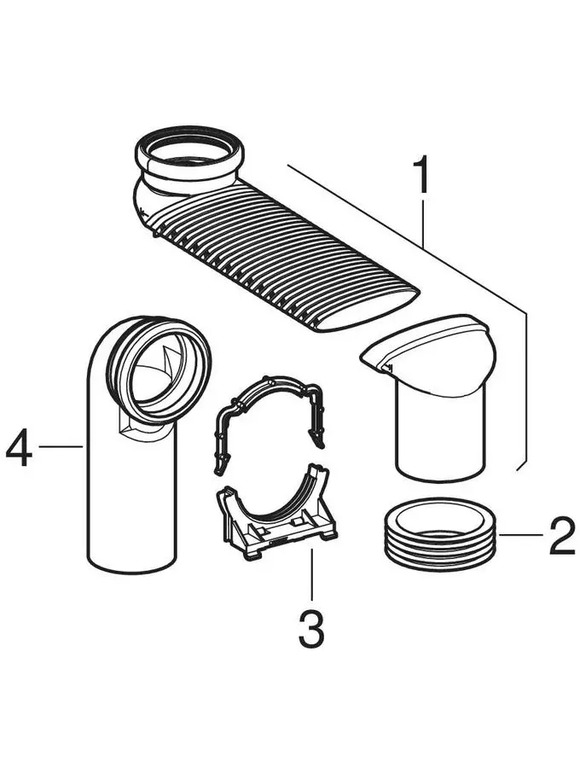 Pezzi di ricambio per: Set per allacciamento Geberit Monolith per vaso sospeso, con curva a S in ABS 2010 –