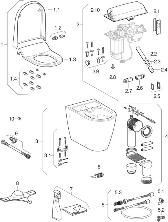 Elementi completi Geberit AquaClean Sela vaso a pavimento 2014 – 2021