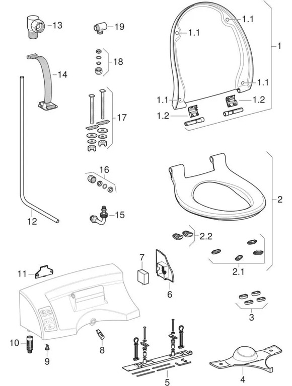 Elementi aggiuntivi Geberit AquaClean 5000 2009 – 2018